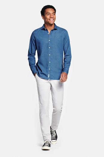 Carlos * Chemises en Jean mid blue men's denim shirt | MR MARVIS