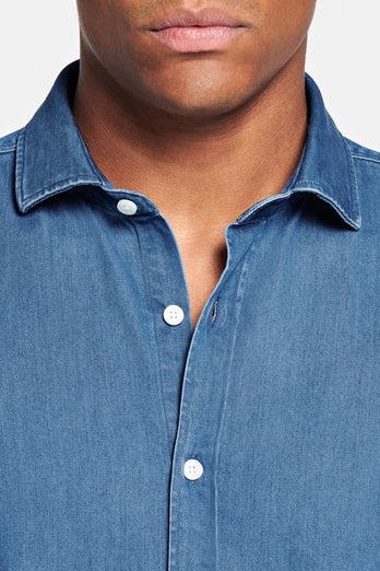 Carlos * Chemises en Jean mid blue men's denim shirt | MR MARVIS