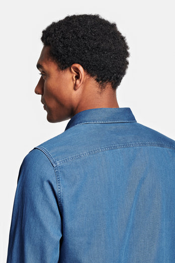 Carlos * Chemises en Jean mid blue men's denim shirt | MR MARVIS