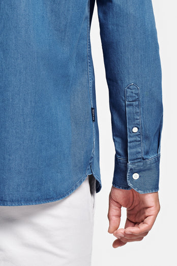 Carlos * Chemises en Jean mid blue men's denim shirt | MR MARVIS