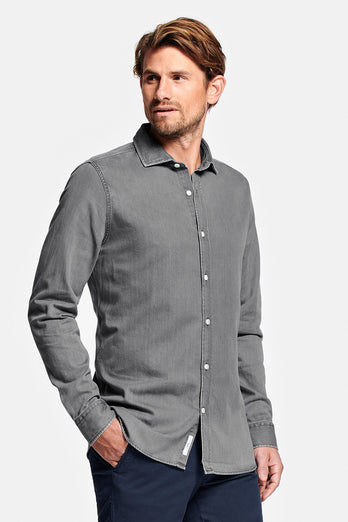 Miles * Chemises en Jean mid grey men's denim shirt | MR MARVIS
