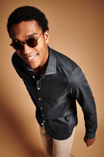 James * Chemises en Jean dark grey men's denim shirt | MR MARVIS