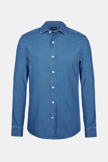 Carlos * Chemises en Jean mid blue men's denim shirt | MR MARVIS
