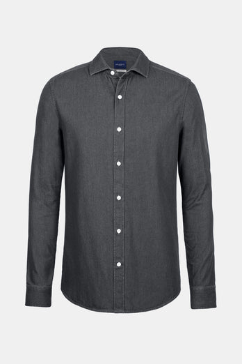 James * Chemises en Jean dark grey men's denim shirt | MR MARVIS