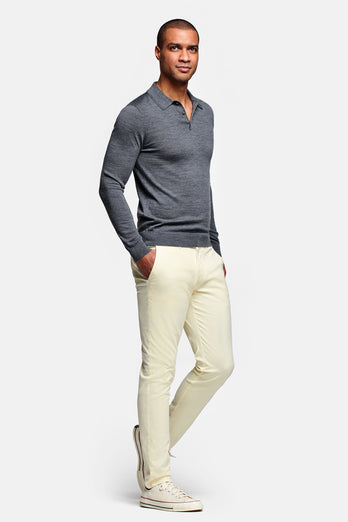 Limoncellos * Chinos light yellow stretch cotton men's trousers | MR MARVIS