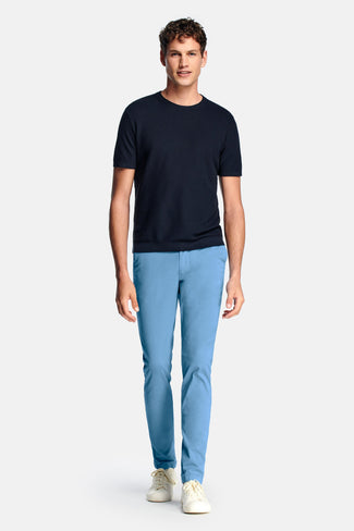 Boulevards * Chinos mid blue stretch cotton men's trousers | MR MARVIS