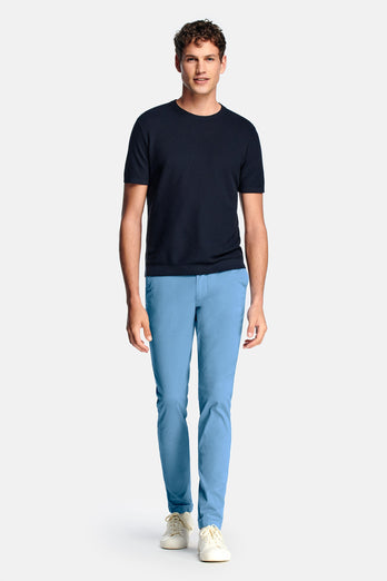 Boulevards * Chinos mid blue stretch cotton men's trousers | MR MARVIS