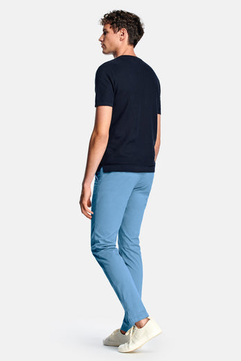Boulevards * Chinos mid blue stretch cotton men's trousers | MR MARVIS