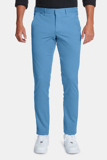 Boulevards * Chinos mid blue stretch cotton men's trousers | MR MARVIS