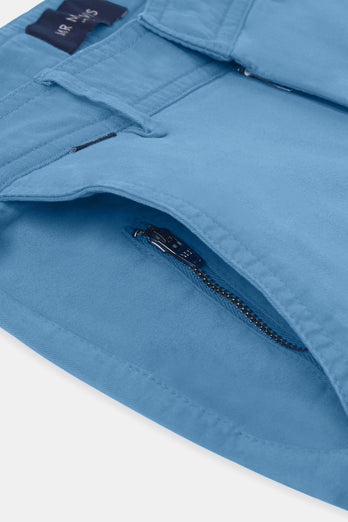Boulevards * Chinos mid blue stretch cotton men's trousers | MR MARVIS