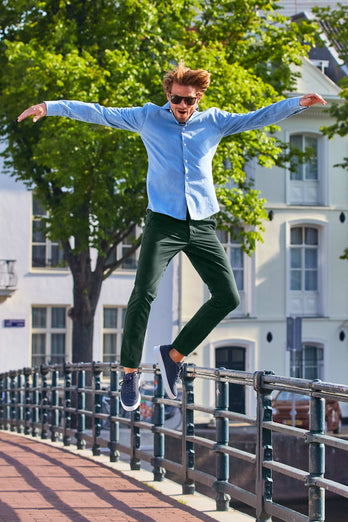 Lakes * Chinos dark green stretch cotton men's trousers | MR MARVIS