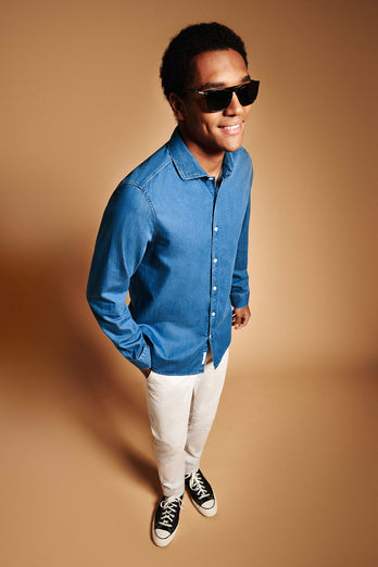 mid blue men's denim shirt | MR MARVIS